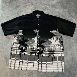 Vintage XG Island Tropics Vintage Hawaiian Shirt Black/Grey Palm Trees Mens XL